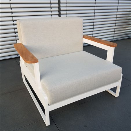 ICM garden lounge furniture Cassis aluminium Teak white 1 seater ICM garden lounge furniture Cassis aluminium Teak white 1 seater