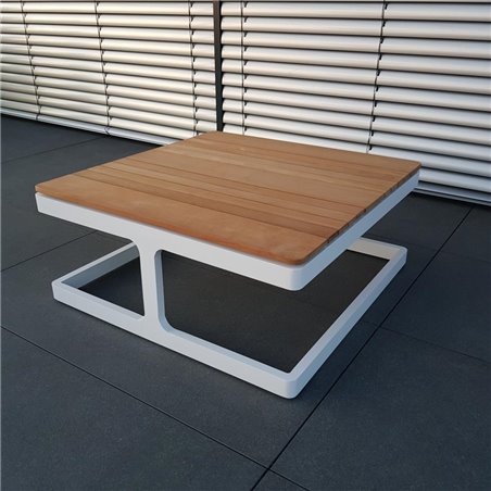 ICM mesa de jardín mesa de salón muebles de jardín Cassis aluminio teca blanca pequeña mesa de esquina ICM mesa de jardín mesa de salón muebles de jardín Cassis aluminio teca blanca pequeña mesa de esquina