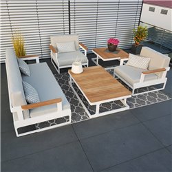 ICM Gartenlounge Gartenmöbel Cassis Aluminium Teak weiß ICM Gartenlounge Gartenmöbel Cassis Aluminium Teak weiß