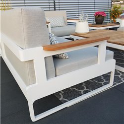 ICM Gartenlounge Gartenmöbel Aluminium Cassis Aluminium Teak weiß Armlehne ICM Gartenlounge Gartenmöbel Aluminium Cassis Aluminium Teak weiß Armlehne