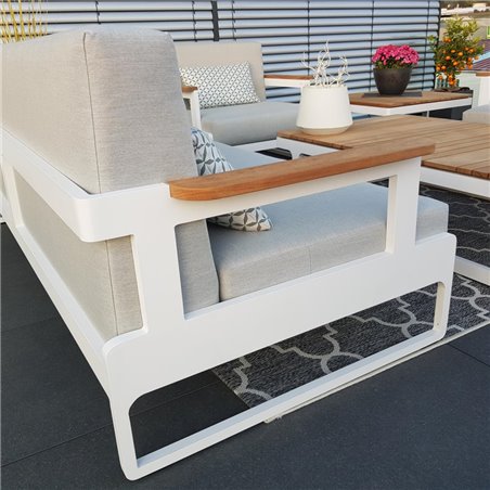 ICM garden lounge muebles de jardín aluminio Cassis aluminio teca reposabrazos blanco ICM garden lounge muebles de jardín aluminio Cassis aluminio teca reposabrazos blanco