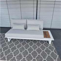 Salon de jardin ICM Cannes aluminium Teck blanc 2 places Salon de jardin ICM Cannes aluminium Teck blanc 2 places
