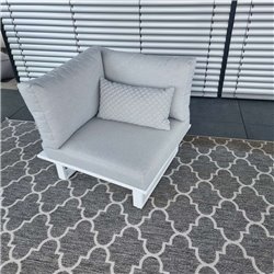 ICM garden lounge furniture Cannes aluminium Teak white 2 seater back ICM garden lounge furniture Cannes aluminium Teak white 2 seater back