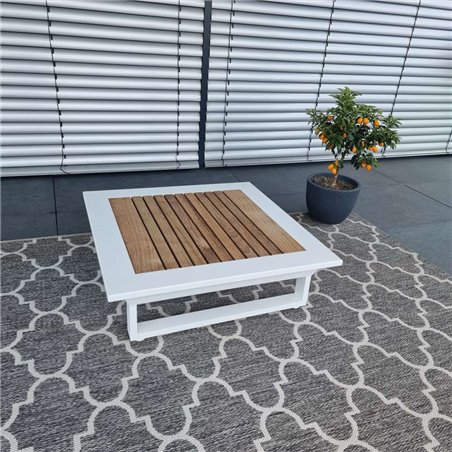 ICM mesa de jardín mesa de salón muebles de jardín Cannes aluminio teca mesa grande blanca ICM mesa de jardín mesa de salón muebles de jardín Cannes aluminio teca mesa grande blanca