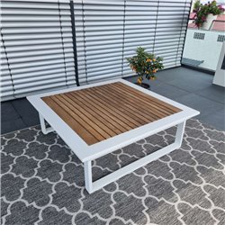 Muebles de salón de jardín ICM Cannes aluminio Teca blanco 1 plazas Muebles de salón de jardín ICM Cannes aluminio Teca blanco 1 plazas