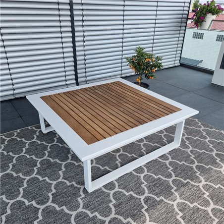 Muebles de salón de jardín ICM Cannes aluminio Teca blanco 1 plazas Muebles de salón de jardín ICM Cannes aluminio Teca blanco 1 plazas