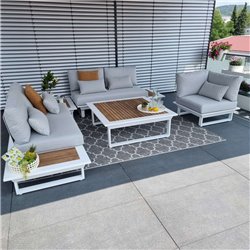 garden lounge garden furniture lounge set Cannes aluminium Teak white Lounge module set