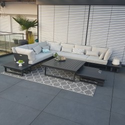 Salon de jardin salon de jardin ensemble lounge Menton module modulaire aluminium anthracite extérieur luxe exclusif