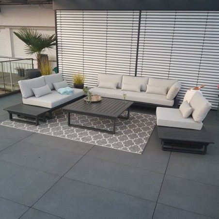 Mobilier d'extérieur de salon de jardin ICM Menton salon de jardin en aluminium anthracite module alu modulaire exclusif Mobilier d'extérieur de salon de jardin ICM Menton salon de jardin en aluminium anthracite module alu modulaire exclusif