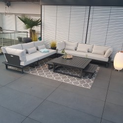Garden lounge set muebles de jardín Menton aluminio antracita módulo de esquina redonda lujo exclusivo exterior Garden lounge set muebles de jardín Menton aluminio antracita módulo de esquina redonda lujo exclusivo exterior