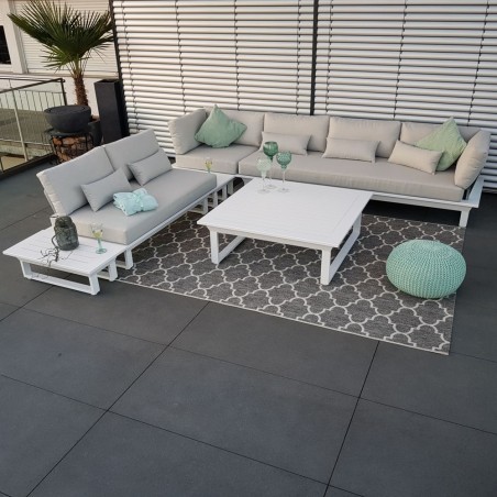 ICM garden lounge muebles de jardín St. Tropez juego de módulos de exterior de aluminio blanco ICM garden lounge muebles de jardín St. Tropez juego de módulos de exterior de aluminio blanco