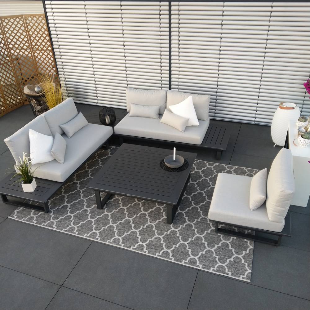 ICM salon de jardin mobilier d'extérieur Grenoble module aluminium anthracite set de luxe mobilier de jardin