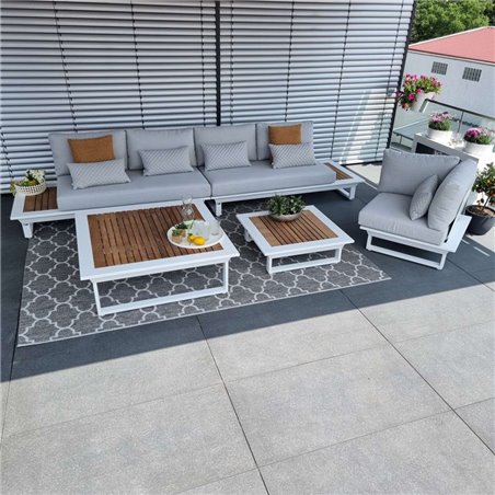 Salon de jardin Set Cannes Blanc Teek Salon de jardin Set Cannes Blanc Teek