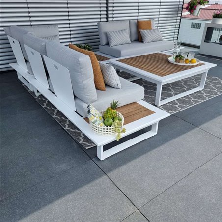 Salon de jardin Set Cannes Blanc Teek Salon de jardin Set Cannes Blanc Teek