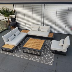 ICM jardín salón muebles de jardín aluminio aluminio aluminio teca antracita Conjunto de módulos lounge ICM jardín salón muebles de jardín aluminio aluminio aluminio teca antracita Conjunto de módulos lounge