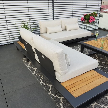 ICM garden lounge terrace furniture Cannes aluminium Teak anthracite Lounge module set ICM garden lounge terrace furniture Cannes aluminium Teak anthracite Lounge module set